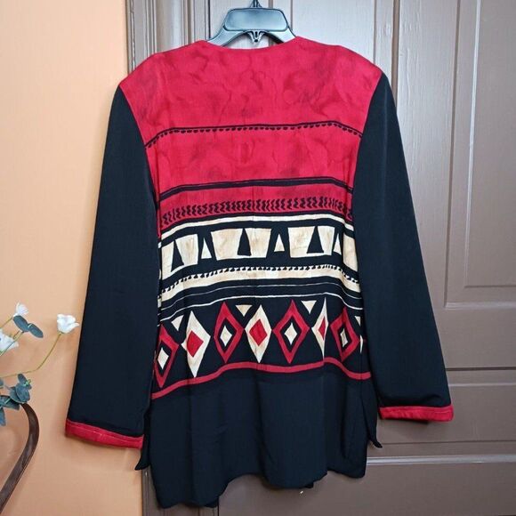 Vintage Nancy Bolen For City Girl Women's size 12 Aztec Motif Cardigan - Picture 2 of 11
